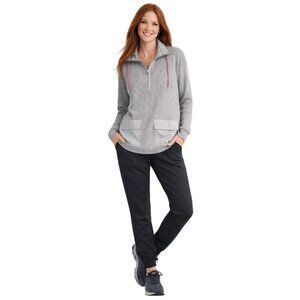 Lauren Ralph Lauren Gray Waffle Medium Knit Contrast Pockets & Pink Drawstrings